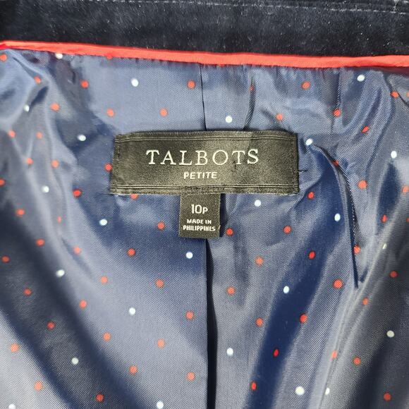 Talbots Navy Blue Pink Red Green Plaid Lined Wool Blend Jacket Blazer Coat 10 P - Picture 5 of 6